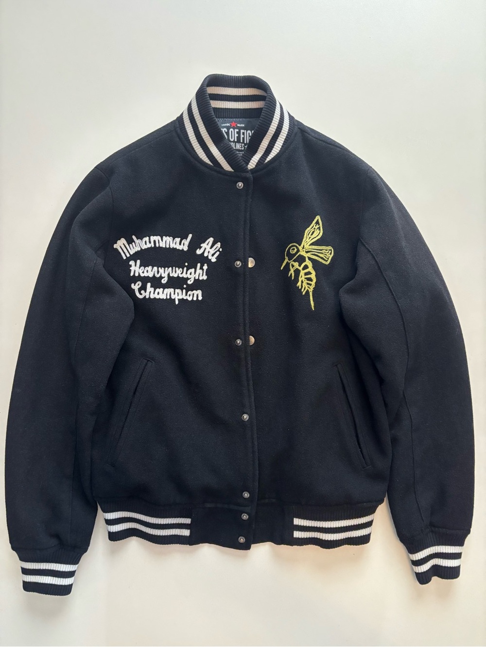 Muhammad Ali roots of flight 2015 collab varsity bee embroidery boxing jacket